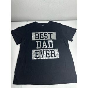 Place Best Dad Ever Men’s Black Silver T-shirt Size XL Cotton